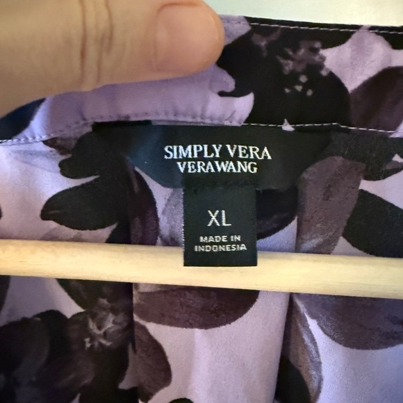 Simply Vera Vera Wang Black and Purple Floral Blouse - Picture 2 of 5